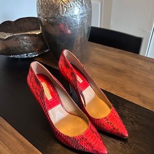 Michael Kors Red Textured Women's Heels
